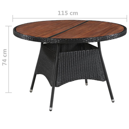 Tavolo da Giardino 115x74 cm in Polyrattan e Massello di Acacia
