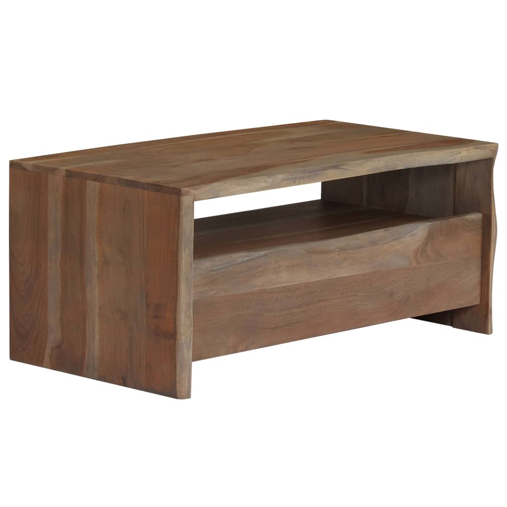 Tavolino da CaffÃ¨ in Legno Massello di Acacia 90x50x40cm Grigio