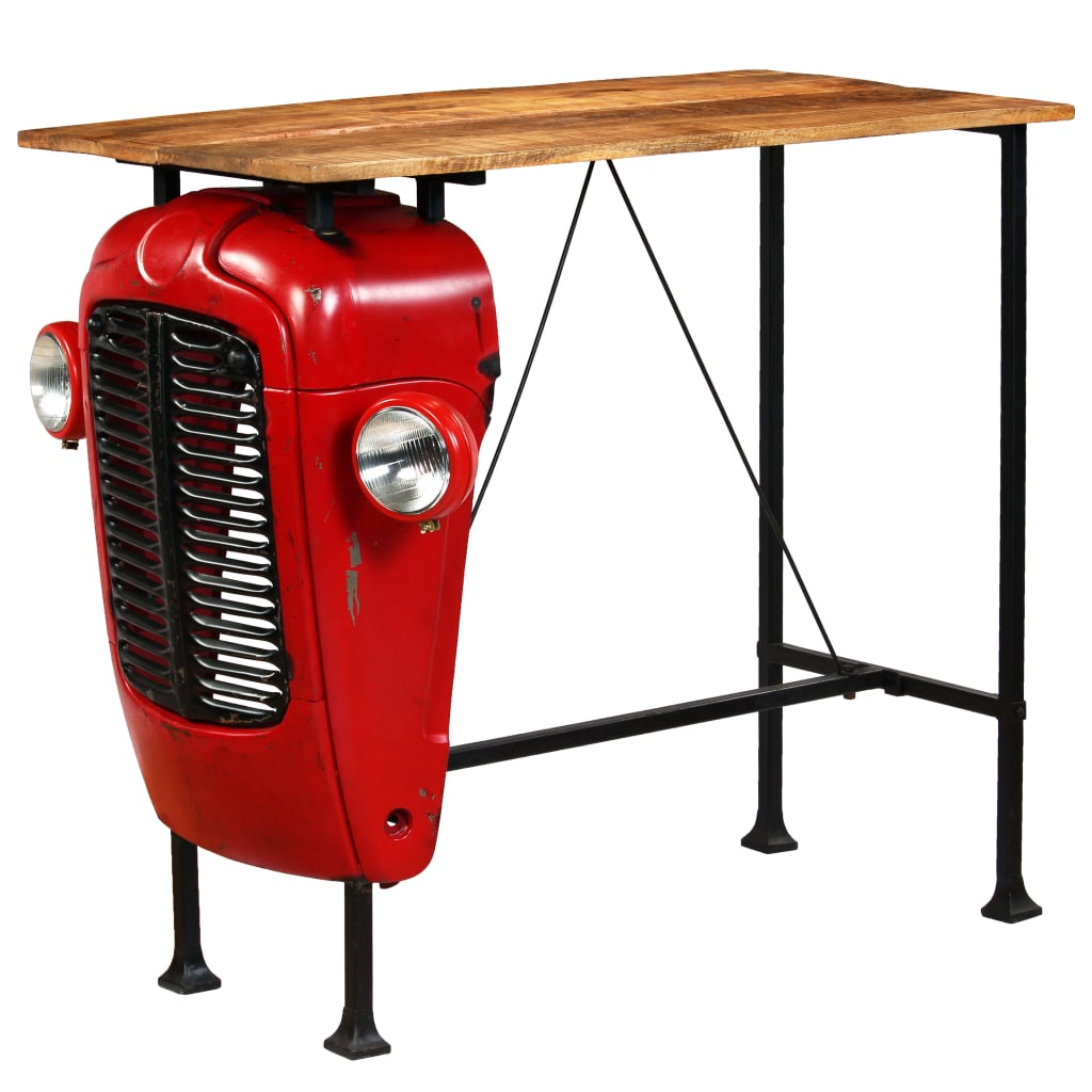 Tavolino da Bar Trattore in Mango Massello 60x120x107cm Rosso
