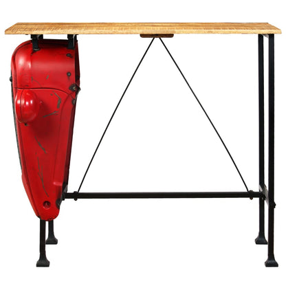 Tavolino da Bar Trattore in Mango Massello 60x120x107cm Rosso