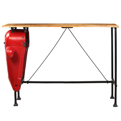Tavolino da Bar Trattore in Mango Massello 60x150x107cm Rosso