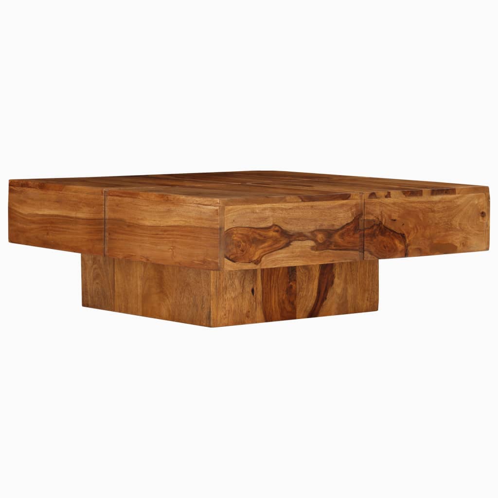 Tavolino da Salotto 80x80x30 cm in Legno Massello di Acacia