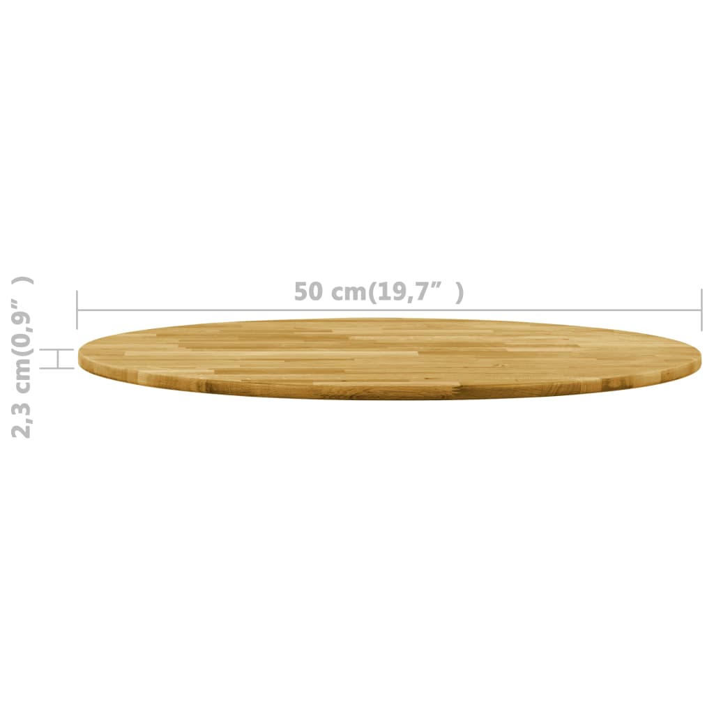 Piano del Tavolo Legno Massello di Rovere Circolare 23mm 500mm