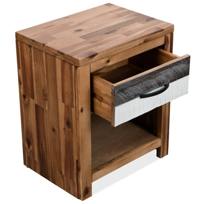 Comodino in Legno Massello d'Acacia 40x30x48 cm
