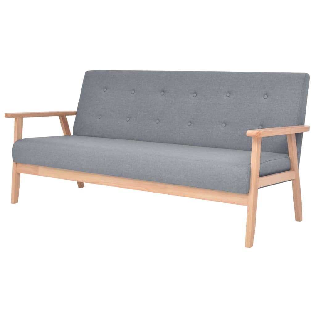 Set di Divani 3 pz in Tessuto Grigio Chiaro