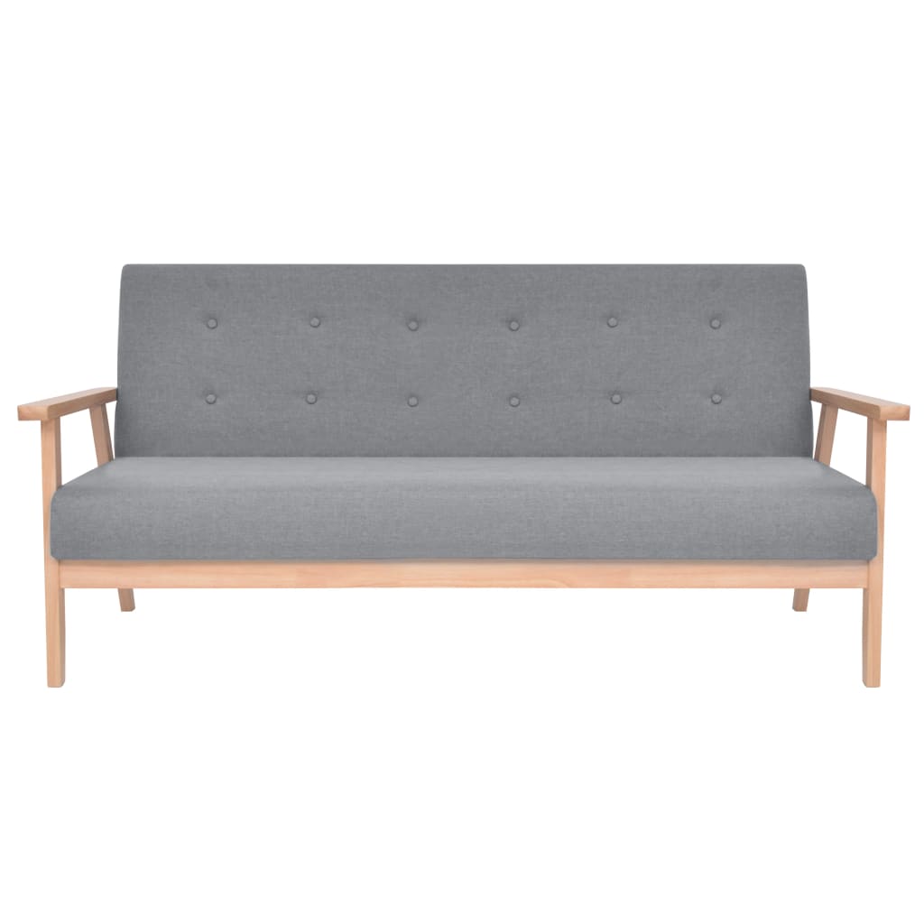 Set di Divani 3 pz in Tessuto Grigio Chiaro
