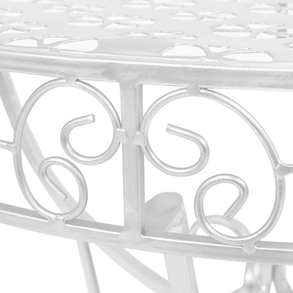 Tavolino Vintage in Metallo Semicircolare 72x36x74 cm Argento
