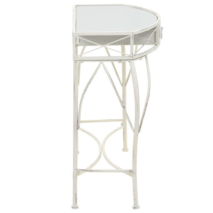 Tavolino Laterale in Stile Francese in Metallo 82x39x76 Bianco