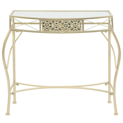 Tavolino Laterale in Stile Francese in Metallo 82x39x76 cm Oro