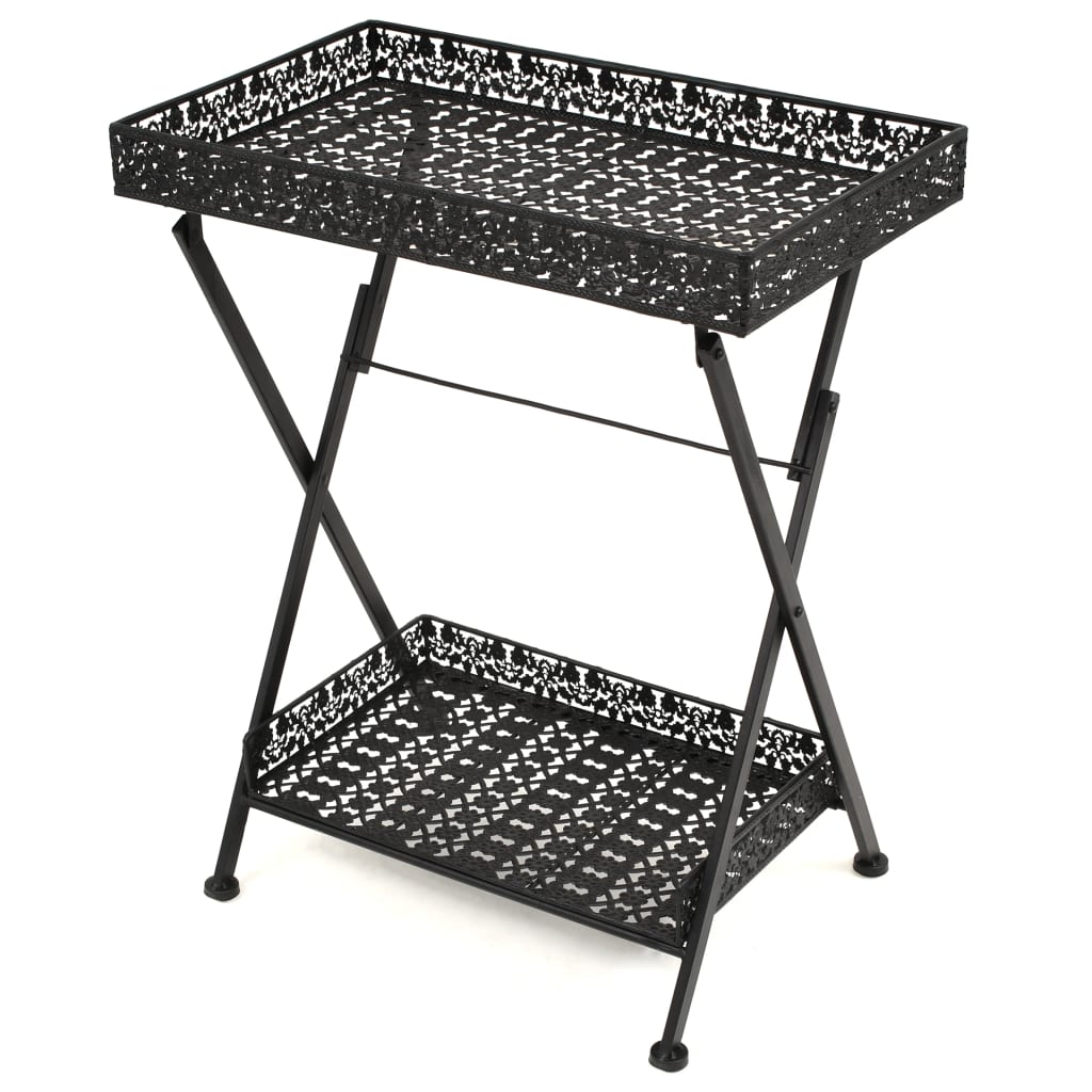 Tavolo da TÃ¨ Pieghevole Vintage Metallo 58x35x72 cm Nero