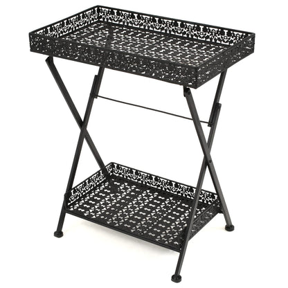 Tavolo da TÃ¨ Pieghevole Vintage Metallo 58x35x72 cm Nero
