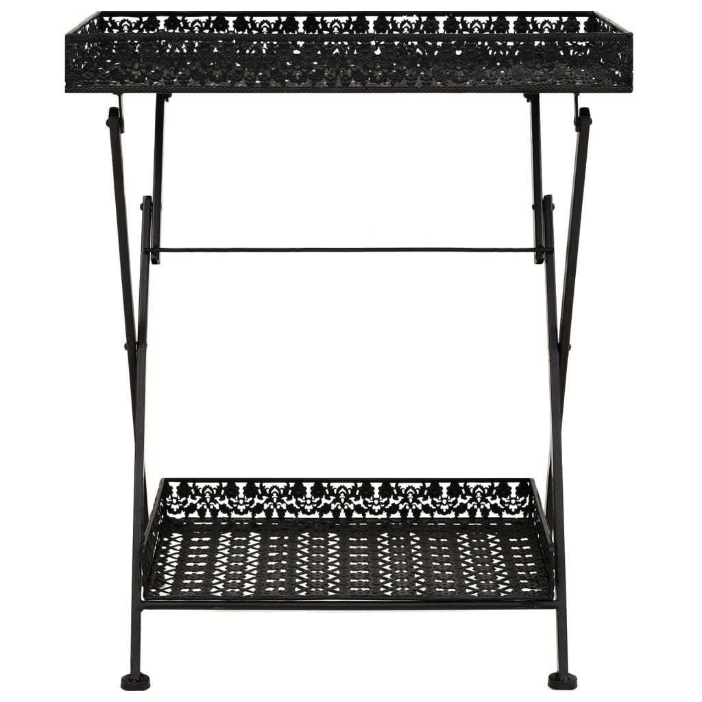 Tavolo da TÃ¨ Pieghevole Vintage Metallo 58x35x72 cm Nero