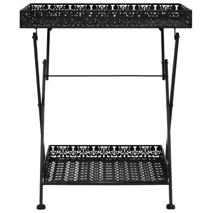 Tavolo da TÃ¨ Pieghevole Vintage Metallo 58x35x72 cm Nero