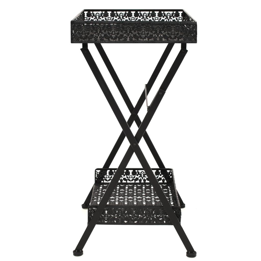 Tavolo da TÃ¨ Pieghevole Vintage Metallo 58x35x72 cm Nero