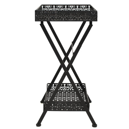 Tavolo da TÃ¨ Pieghevole Vintage Metallo 58x35x72 cm Nero