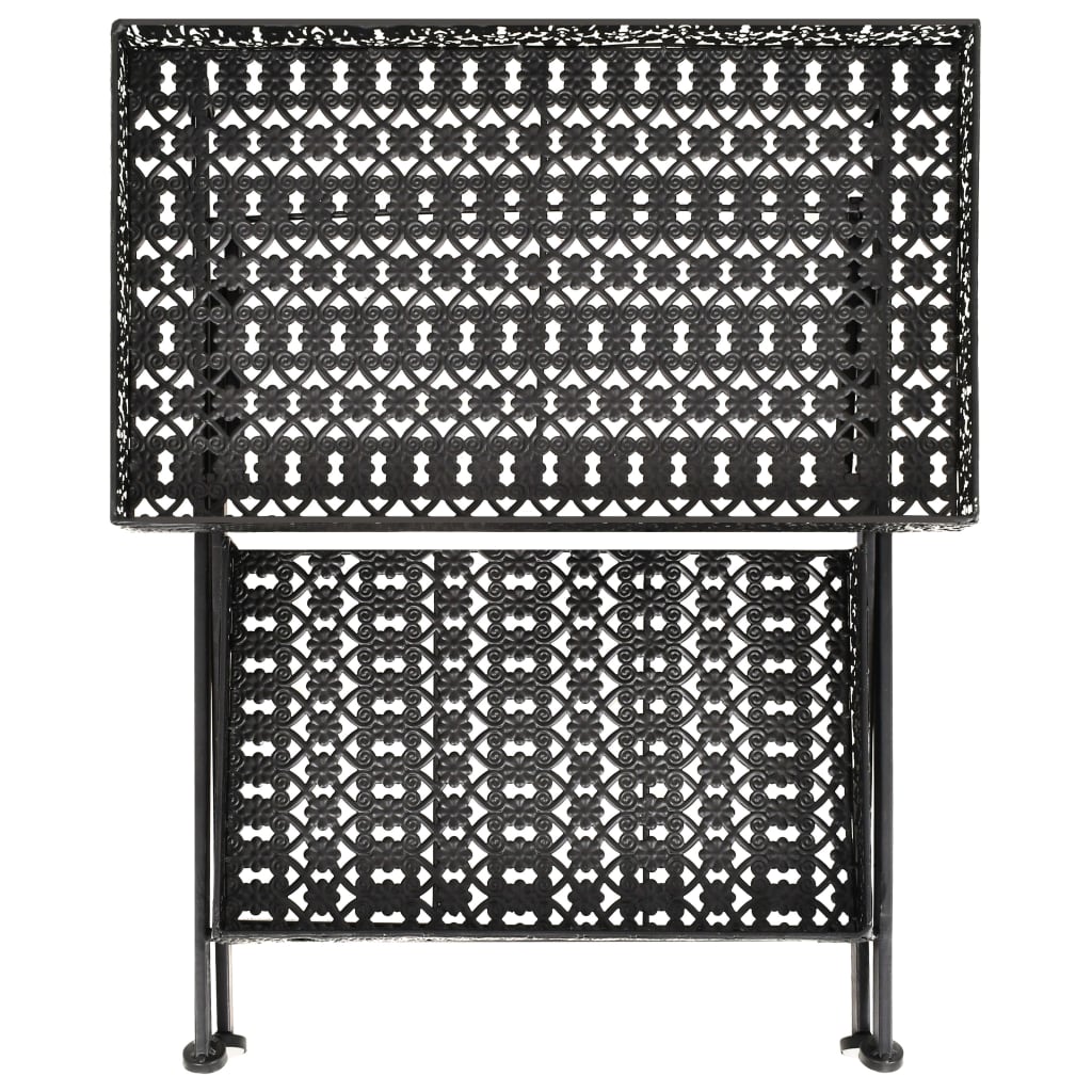 Tavolo da TÃ¨ Pieghevole Vintage Metallo 58x35x72 cm Nero