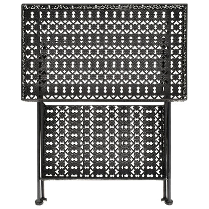 Tavolo da TÃ¨ Pieghevole Vintage Metallo 58x35x72 cm Nero