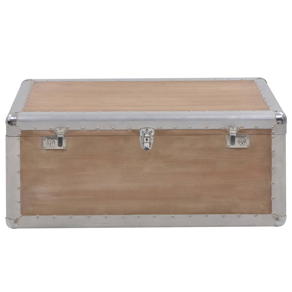 Baule Portaoggetti in Massello di Abete 91x52x40cm Marrone