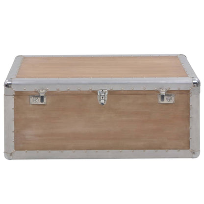 Baule Portaoggetti in Massello di Abete 91x52x40cm Marrone