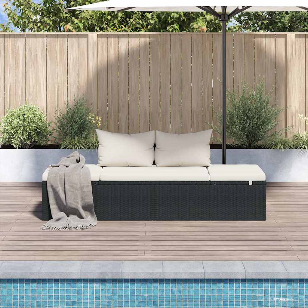 Lettino da Giardino Nero 195x60 cm in Polyrattan