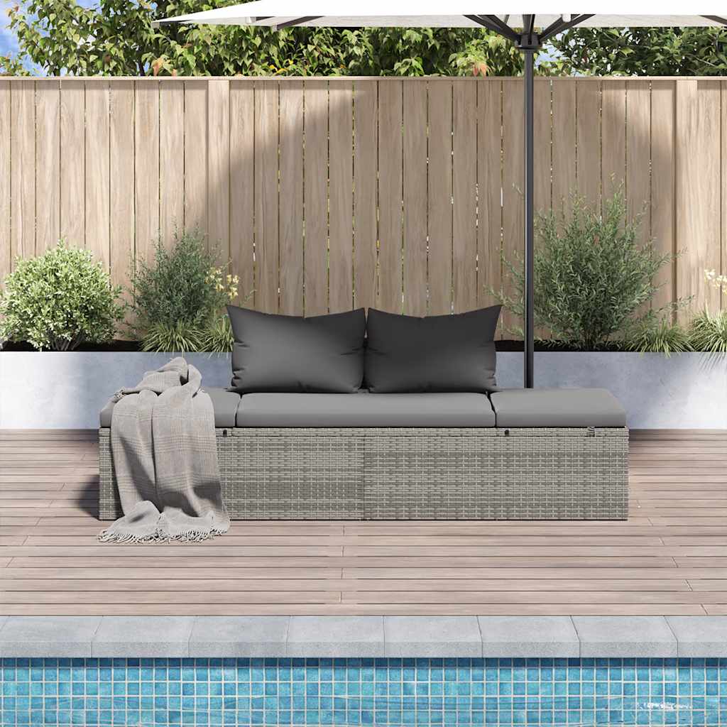 Lettino da Giardino Grigio 195x60 cm in Polyrattan