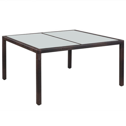 Tavolo da Giardino 150x90x75 cm Marrone in Polyrattan e Vetro