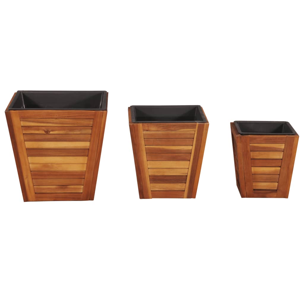 Set Letti Rialzati da Giardino 3 pz Quadrati in Legno Acacia