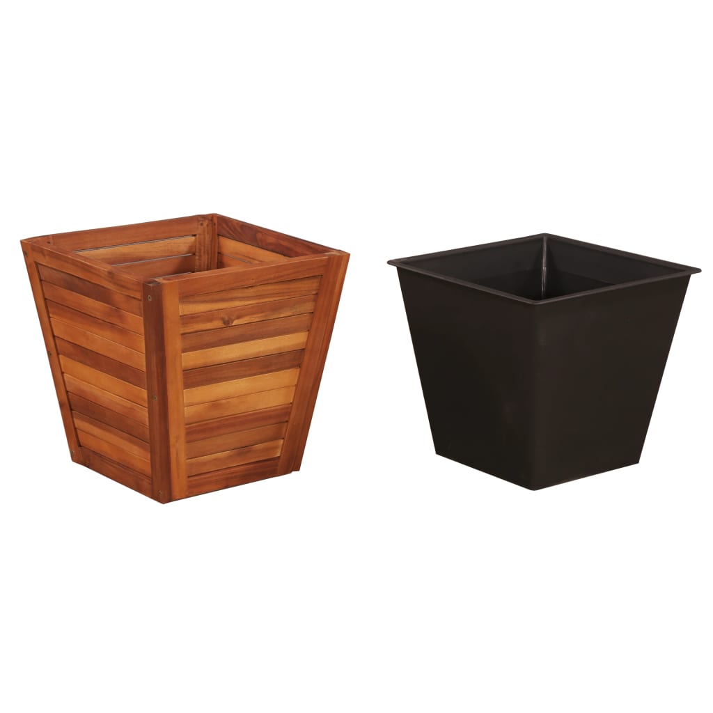 Set Letti Rialzati da Giardino 3 pz Quadrati in Legno Acacia