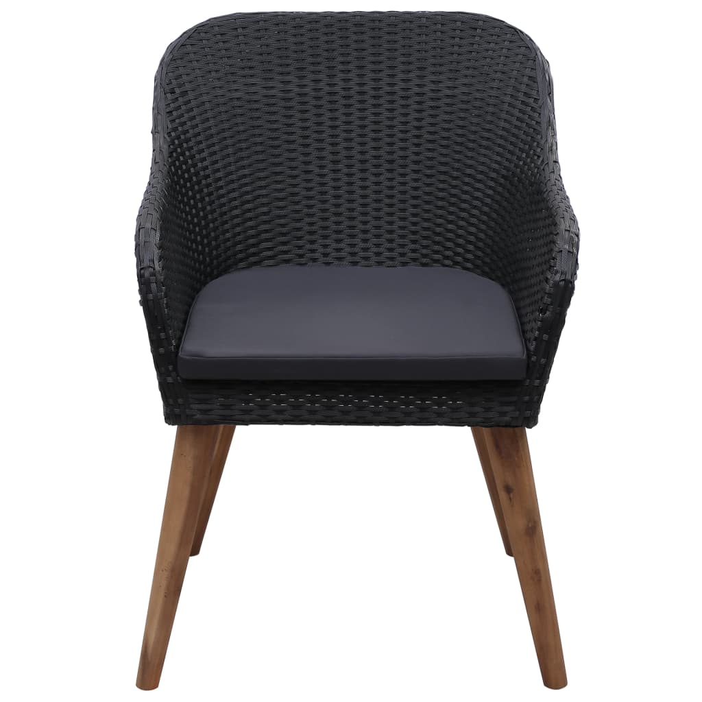 Sedie da Esterno con Cuscini 2 pz in Polyrattan Nero