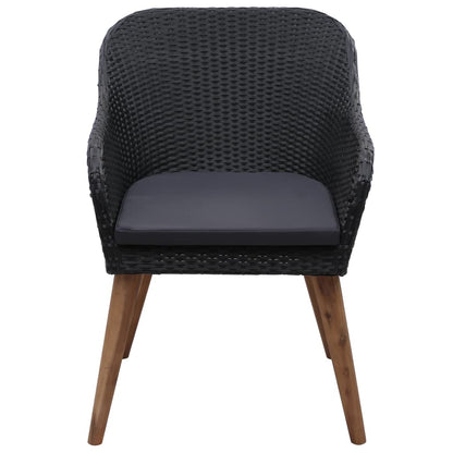 Sedie da Esterno con Cuscini 2 pz in Polyrattan Nero