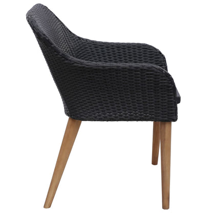 Sedie da Esterno con Cuscini 2 pz in Polyrattan Nero
