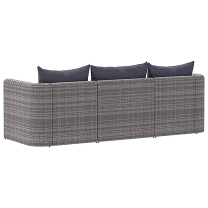 Set Divani da Giardino 3 pz con Cuscini Grigio in Polyrattan