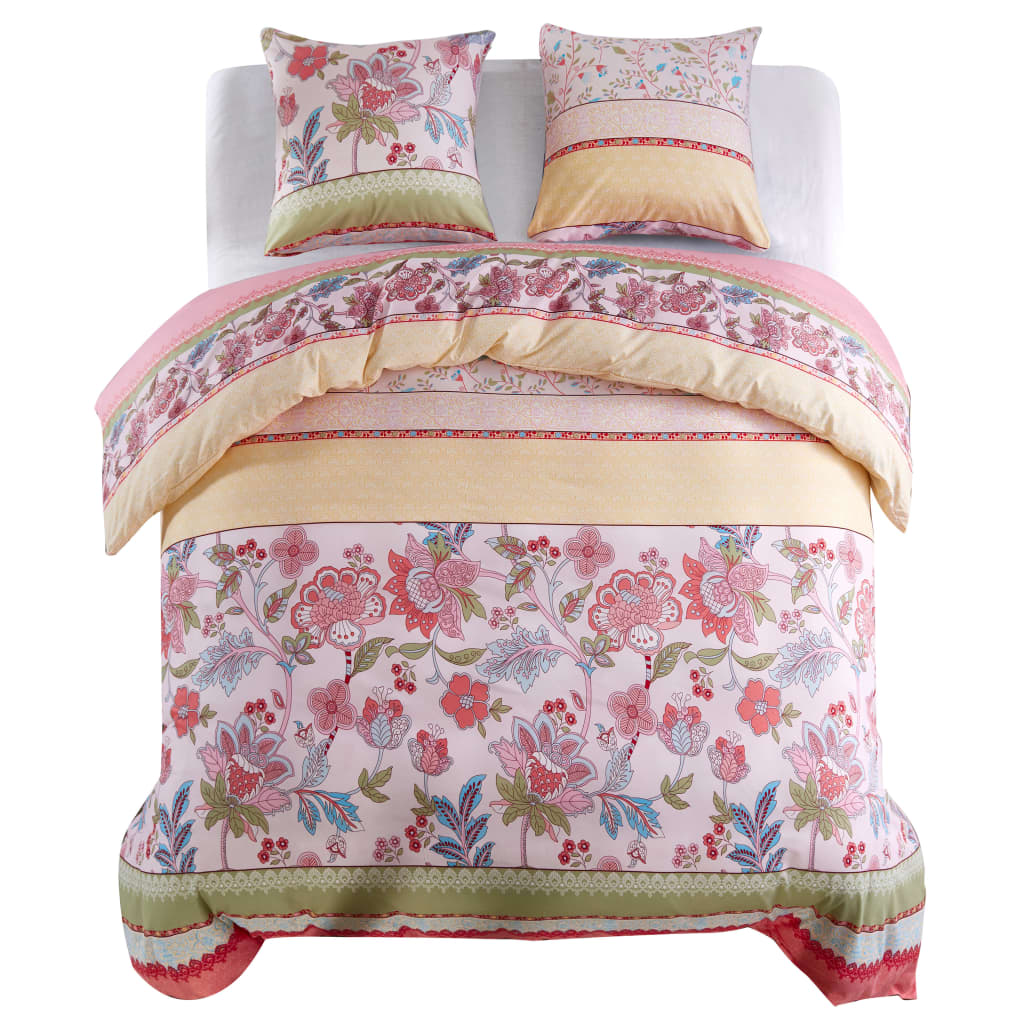 Set Copripiumino Floreale/Rosa Rigato 200x220/80x80 cm