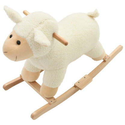 Pecora a Dondolo in Peluche 78x34x58 cm Bianca