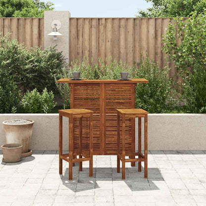 Set Tavolo e Sedia da Bar 3 pz in Legno Massello di Acacia
