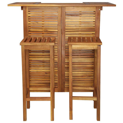 Set Tavolo e Sedia da Bar 3 pz in Legno Massello di Acacia