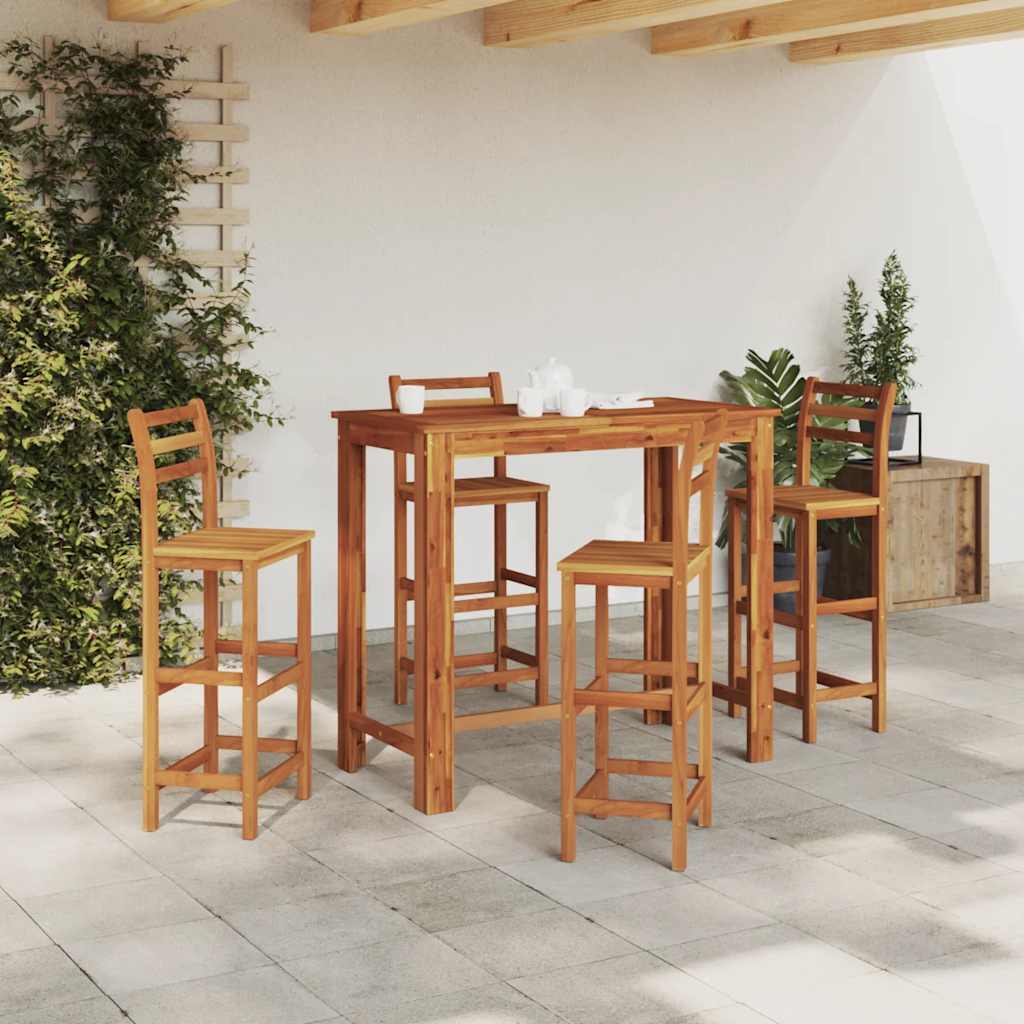 Tavolo da Bar in Legno Massello di Acacia 120x60x105 cm