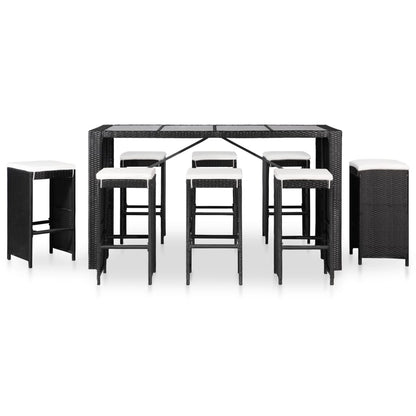 Set da Pranzo da Giardino 9 pz in Polyrattan Nero