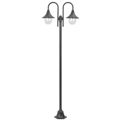 Lampione da Giardino E27 220 cm in Alluminio 2 Lampade Bronzo