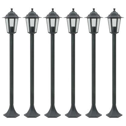 Lampioni da Giardino 6pz E27 110 cm Alluminio Verde Scuro