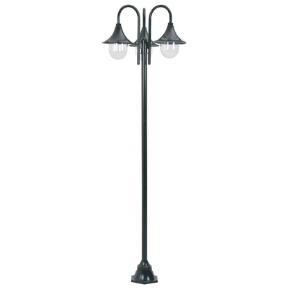 Lampione da Giardino E27 220 cm Alluminio 3 Lampade Verde Scuro