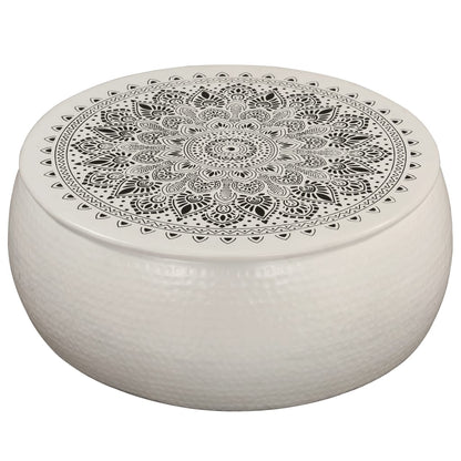 Tavolino da Salotto in Alluminio Martellato 70x30 cm Bianco