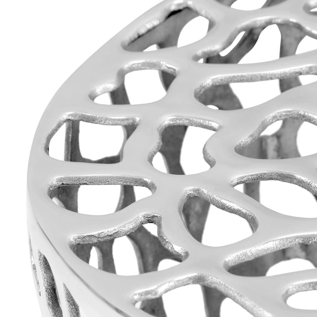 Tavolino da Salotto in Alluminio Martellato 70x30 cm Argento