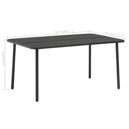 Tavolo da Giardino Grigio Scuro 150x90x72 cm in Acciaio
