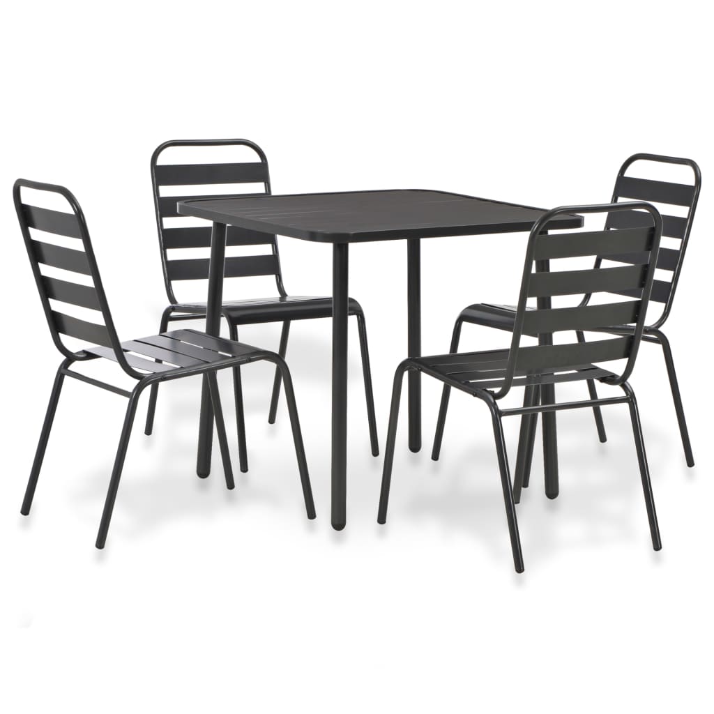 Set da Pranzo da Giardino 5 pz in Acciaio Grigio Scuro