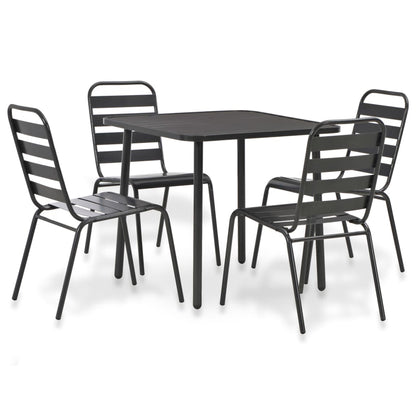 Set da Pranzo da Giardino 5 pz in Acciaio Grigio Scuro