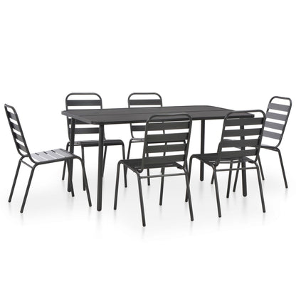 Set da Pranzo da Giardino 7 pz in Acciaio Grigio Scuro