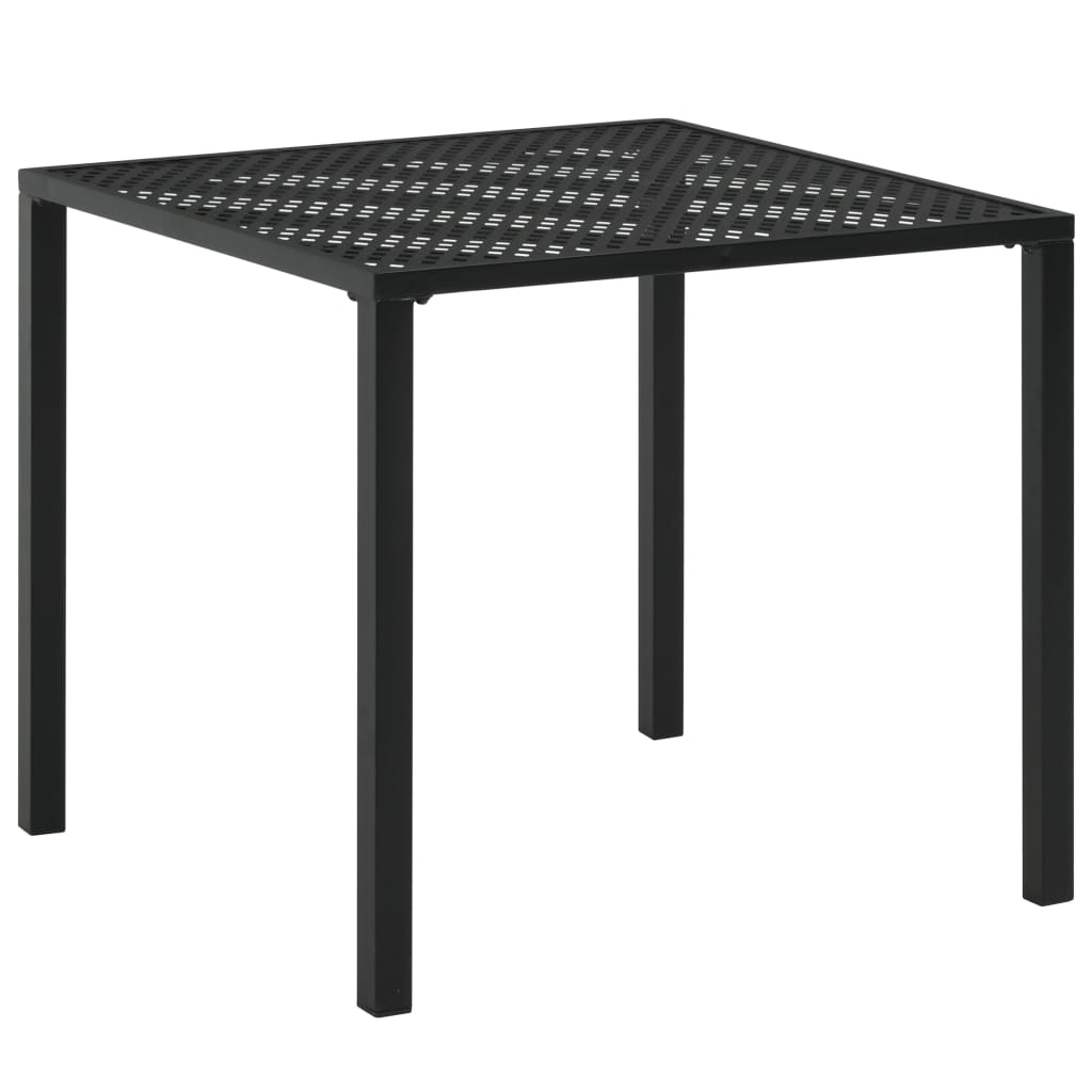 Tavolo da Giardino Nero 80x80x72 cm in Acciaio