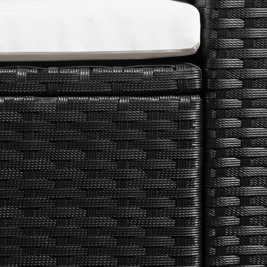 Set Divani da Giardino 3 pz in Polyrattan Nero e Bianco