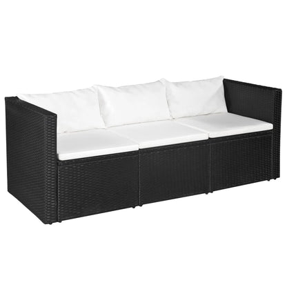 Set Divani da Giardino 4 pz in Polyrattan Nero e Bianco